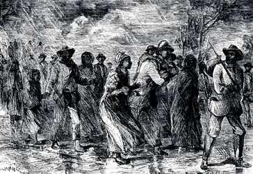Flyktande slavar som flyr från Maryland till Delaware via Underground Railroad, 1850-1851
