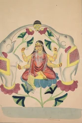 Gajalakshmi: Lakshmi med elefanter, 1800-talet.
