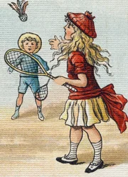 Game of the Wheel. Gravyr i "Alphabet de ma petite fille". Bernardin-Bechet och Fils, bokhandlare-förlag, Paris, omkring 1895. Okrossbart album på duk. Bibliotheque des Bebes. 12 sidor. Album innehållande en läsmetod och en illustrativ abeced