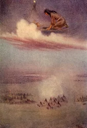 När hon stirrade nedåt såg hon Blackfeets läger, 1914.