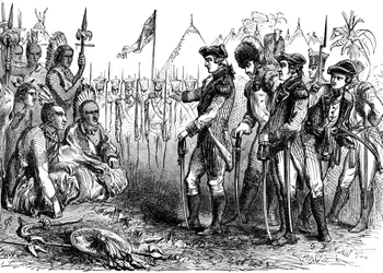 General Burgoyne talar till indianerna, 1777 c1880