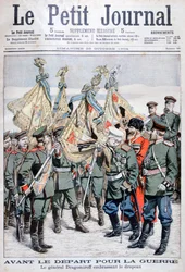 General Dragomirov kysser flaggan innan trupperna avgår för det rysk-japanska kriget, 1904