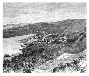 Översikt över Castries, St Lucia Island, c1890