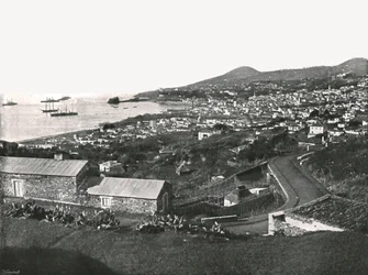 Översikt över Funchal, Madeira, Portugal, 1895.