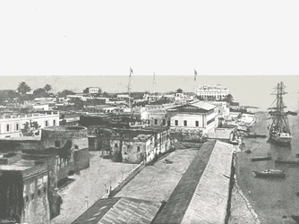 Översikt över huvudstaden Zanzibar, 1895.