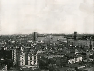 Allmän vy som visar Brooklyn Bridge, New York, USA, 1895.