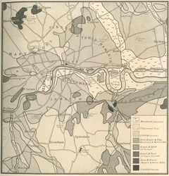Geologisk karta över platsen i London, 1908