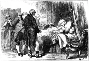 George Washington på sin dödsbädd, Mount Vernon, Virginia, USA, 1799 c1880