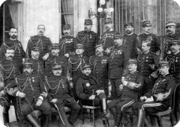 Georges Boulanger, fransk general och politiker, med andra arméofficerare, 1888