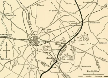 Tyska ställningar nära Ypres, Flandern, första världskriget, 1915, c1920.
