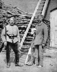 Tysk krigsfånge och en vakt, första världskriget, 1915