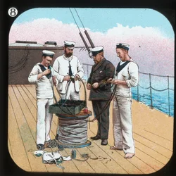 Att förbereda elektriskt ljus -- H.M.S. Edinburgh, c1900.