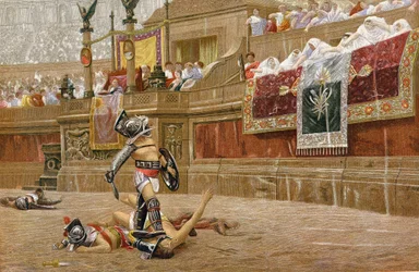 Gladiatorer på den romerska arenan