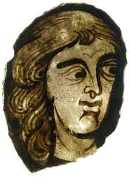 Glasfragment, franskt, 1200-1300-tal.