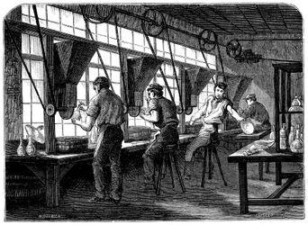 Glasskärare vid deras hjul, c1870