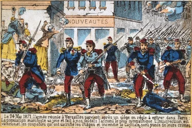 Regeringssoldater ryckte fram till Paris för att undertrycka kommunen, 24 maj 1871