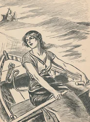 Grace Darling ror ut till vraket, c1907