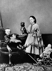 Storhertiginnan Maria Alexandrovna och storhertig Sergej Alexandrovich av Ryssland, c1862-c1863