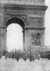 Stor segerparad, Triumfbågen, Paris, Frankrike, 14 juli 1919