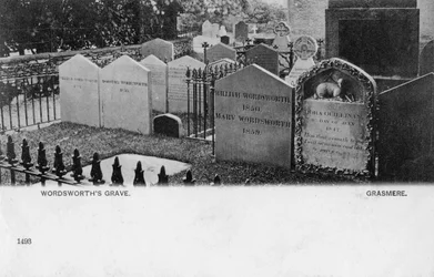 Poeten William Wordsworths grav, Grasmere, Westmorland, 1900-talet