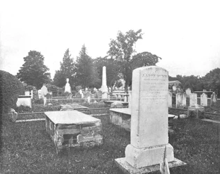 Gravar av Jonathan Edwards och Aaron Burr, Princetown, New Jersey, USA, c1900.
