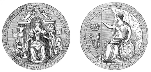 Drottning Anns stora sigill, efter föreningen av England och Skottland, 1707, 1800-talet