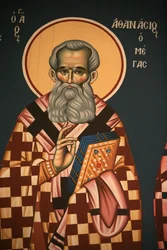 Grekisk-ortodox ikon som föreställer Saint Athanasos den stora Thessalonique Grekland