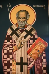 Grekisk-ortodox ikon som föreställer Saint Nicholas Thessalonique Grekland