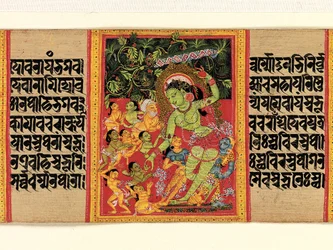 Green Tara delar ut välsignelser till extatiska hängivna... Perfection of Wisdom, tidigt 1100-tal.