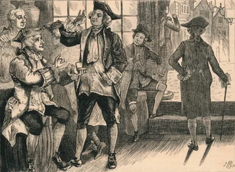 Grupp på Hardhams Tobacco Shop, c1880.