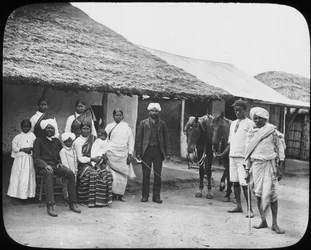 Grupp av indiska kulier, Sydafrika, c1890