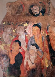 Grupp av munkar och Bodhisattvor, 900-1000-talet