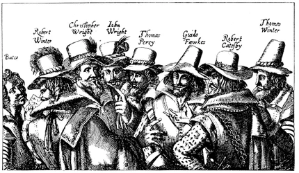 Guy Fawkes and the Gunpowder Plotters, 1605