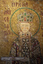 Hagia Sophia mosaik: Kejsarinnan Irene håller i en rulla Istanbul Turquie