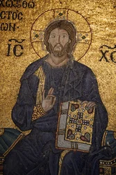Hagia Sophia mosaik: Jesus välsignar & håller bibeln Istanbul Turquie