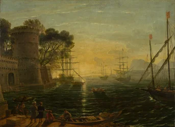 Hamn vid solnedgången, sent 1600-tal.