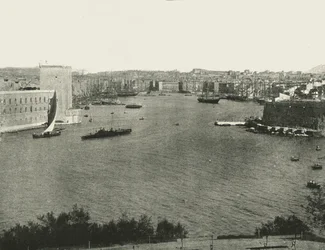 Utsikt över hamnen, Marseille, Frankrike, 1895.