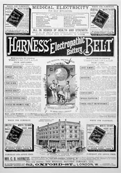 Harness Electropathic Battery Belt-annons, 1893