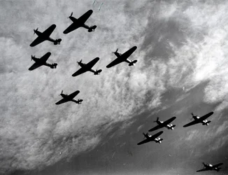 Hawker Hurricanes som flyger i formation, Battle of Britain, andra världskriget, 1940