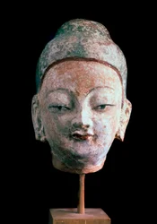 Buddhas huvud, från ruinerna av gamla Idikutshari nära Turfan, 800-900-talet