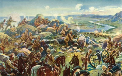 På väg från Cronje - General French Blocking the Way at Koodoosrand Drift, 1901.