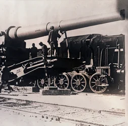 Tungt artilleri på ett tåg, c1914-c1918