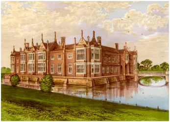 Helmingham Hall, Suffolk, hem för Baron Tollemache, c1880