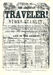 Henry M. Stanley, Handbill från Lecture Tour in America, vid 31 års ålder upptäckte Dr.Livingstone i Afrika
