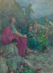 Här, i skydd av branta klippor, satte han sig för att vila, c1912 1912