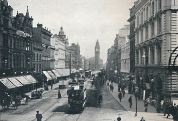 High Street, Belfast, som visar Albert Memorial i fjärran, 1917