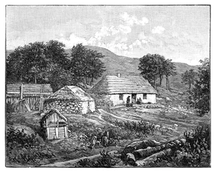 Höglandsstugor i Lochaber, Skottland, 1900