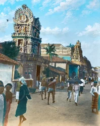 Hinduiskt tempel i Pettah, Colombo, Ceylon