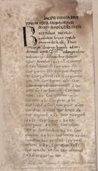Historia Brittonum av Nennius. Första sidan av manuskript, 1000-talet