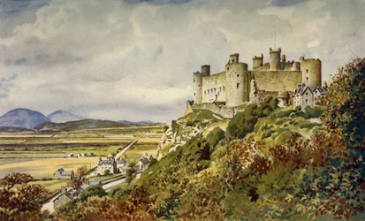 Historiskt Harlech slott, känt i walesisk sång, c1948.